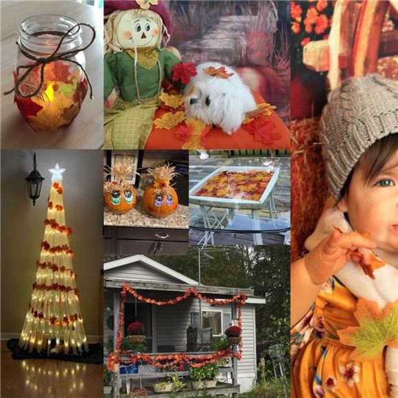 200PCS 8cm/3.1inch Assorted Color Artificial Maple Leaves Fall Leaves Weddings - Picture 2 of 7